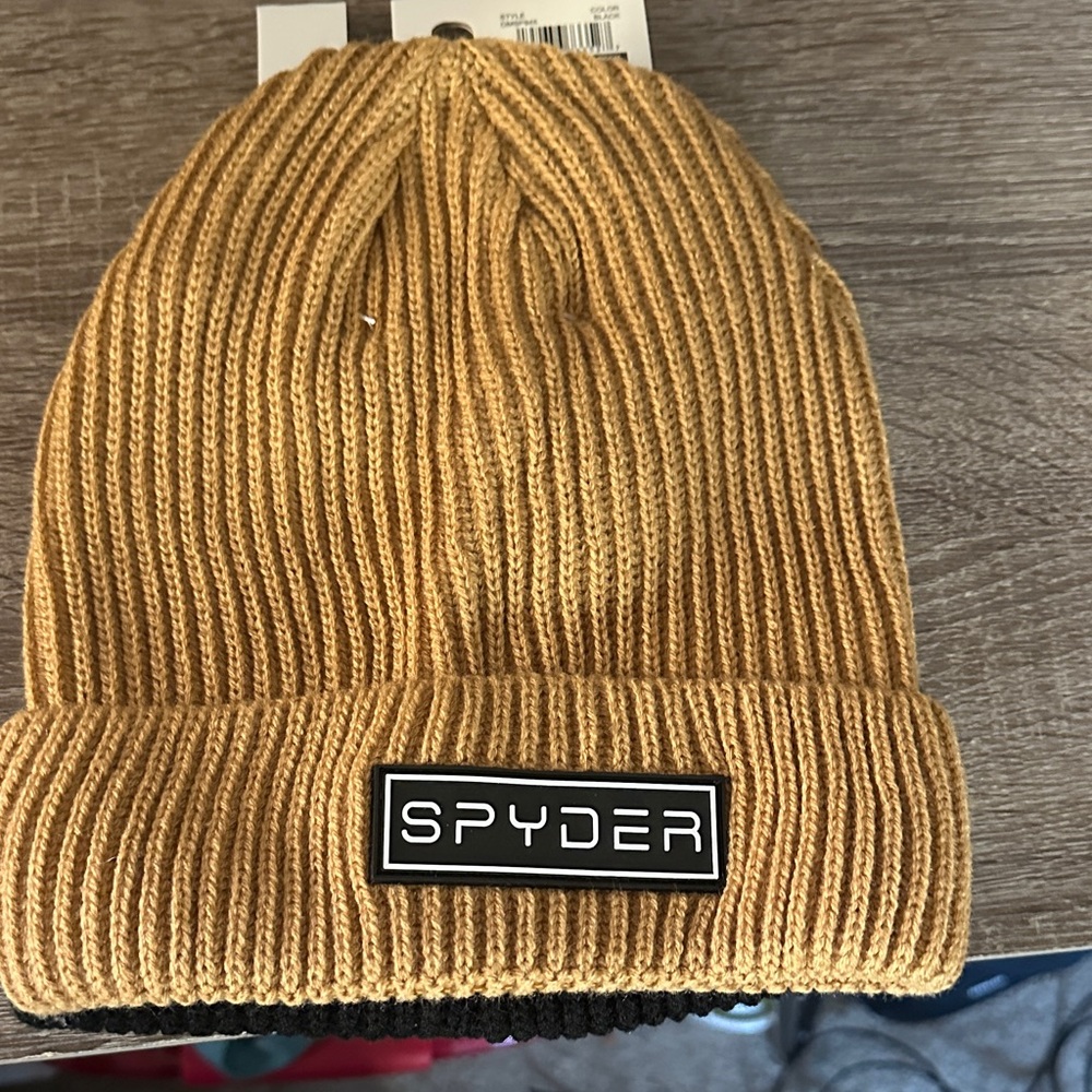 Spyder Ribbed Black Knit Hat New - Picture 2 of 4